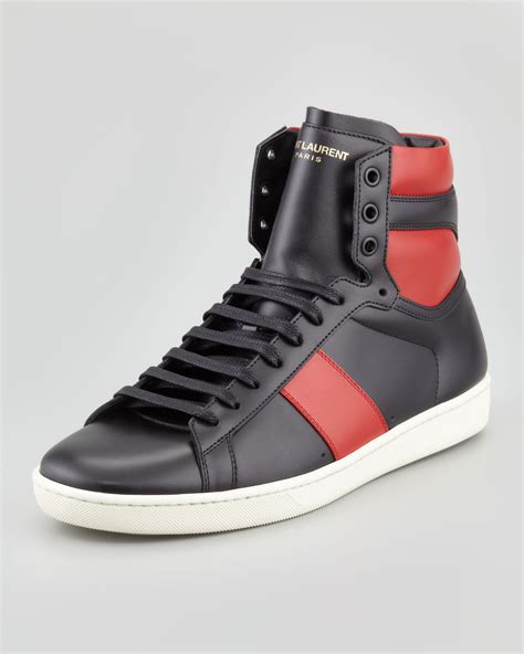 ysl black high top sneakers|saint laurent black shoes.